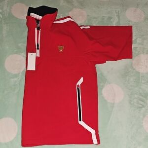 Red Half-Zip Pullover with Gold Emblem